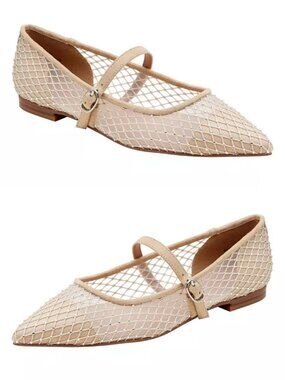 Linea Paolo Nadeen Fishnet Mary Jane Flats Size 8 NIB